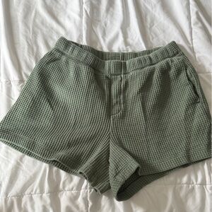 Aerie Sage Green Waffle-Knit Shorts